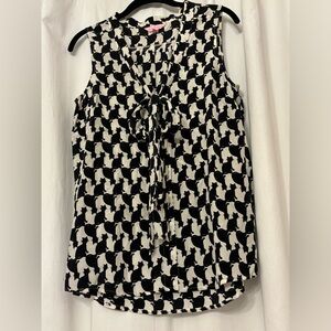 EUC Lilly Pulitzer Fancy Feast Blouse Cats